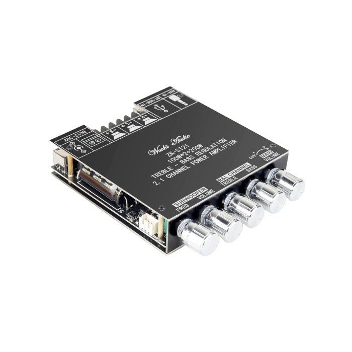 ZK-ST21 2.1 Channel Bluetooth Amplifier Board – 100W+100W+200W – Wuzhi Audio Bangladesh - Image 1